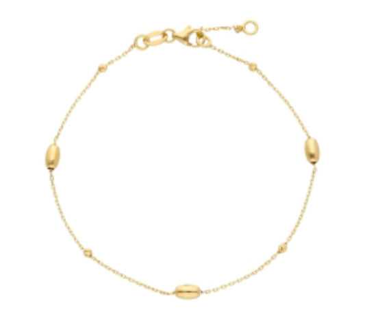 Ellipse - 18kt Yellow Gold Beaded Chain Bracelet
