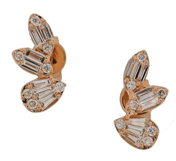 La Lune - 18kt Rose Gold Small Arc Diamond Earrings