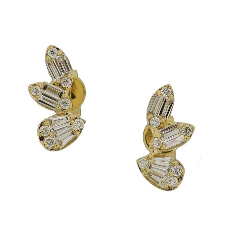 La Lune - 18kt Yellow Gold Small Arc Diamond Earrings