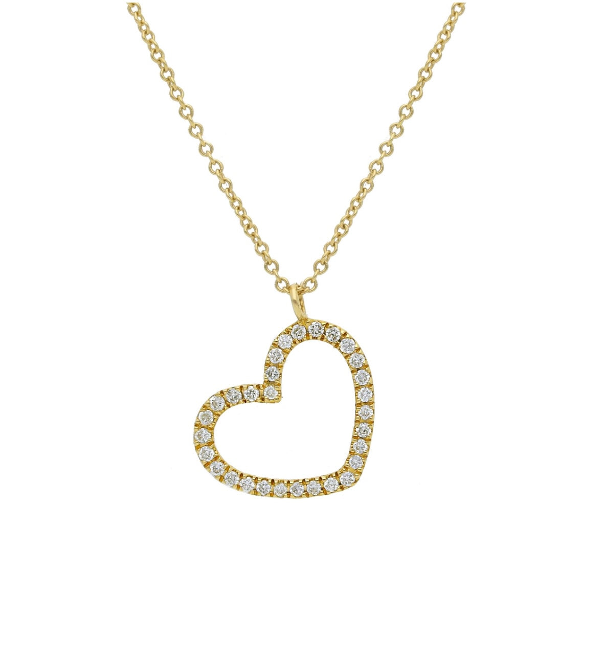One Heart - 18kt Yellow Gold Petit Diamond Heart Necklace