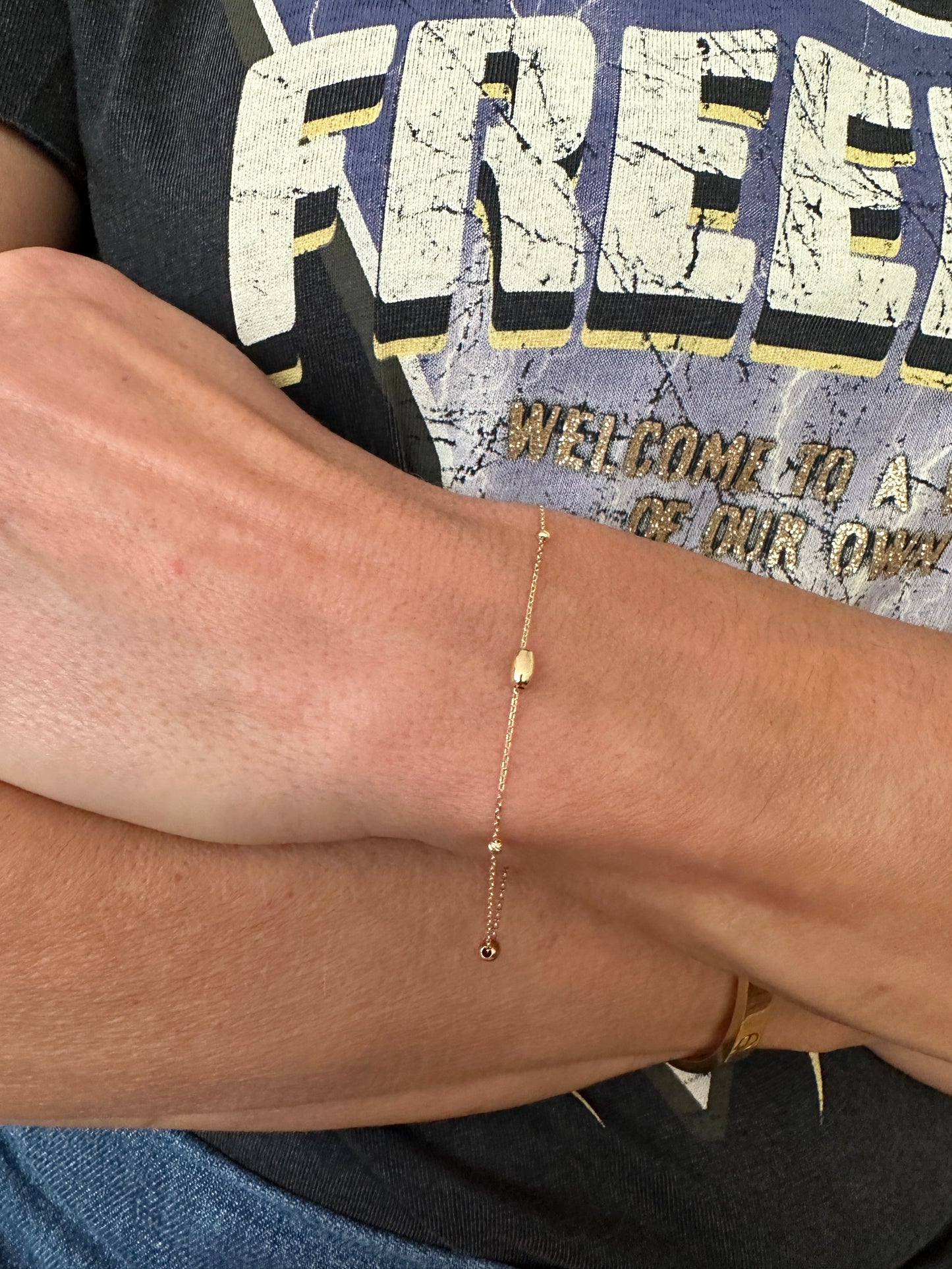 Ellipse - 18kt Yellow Gold Beaded Chain Bracelet