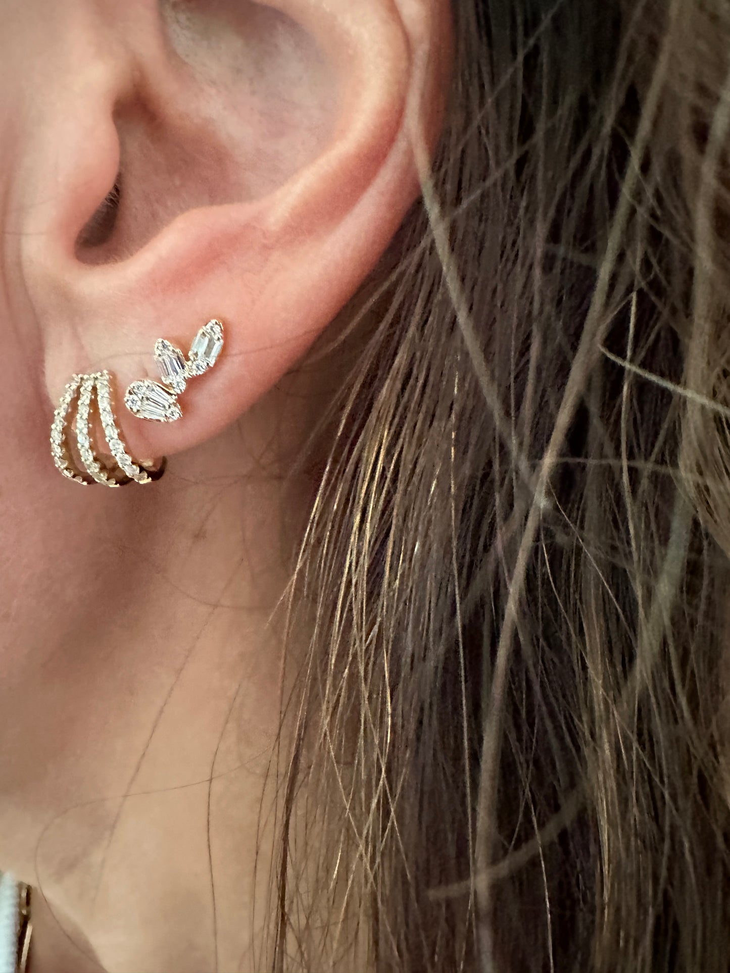La Lune - 18kt Rose Gold Small Arc Diamond Earrings
