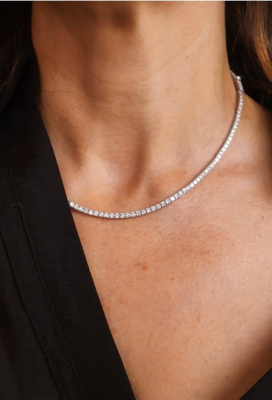 FOREVER - 18kt White Gold Natural Diamond Tennis Necklace