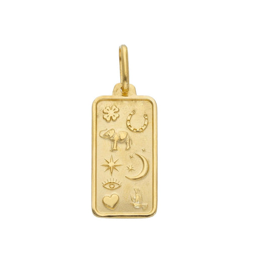 Emunah - 18kt Yellow Gold Rectangular Talisman Charm