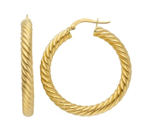 18kt Yellow Gold Twisted Hoop Earrings