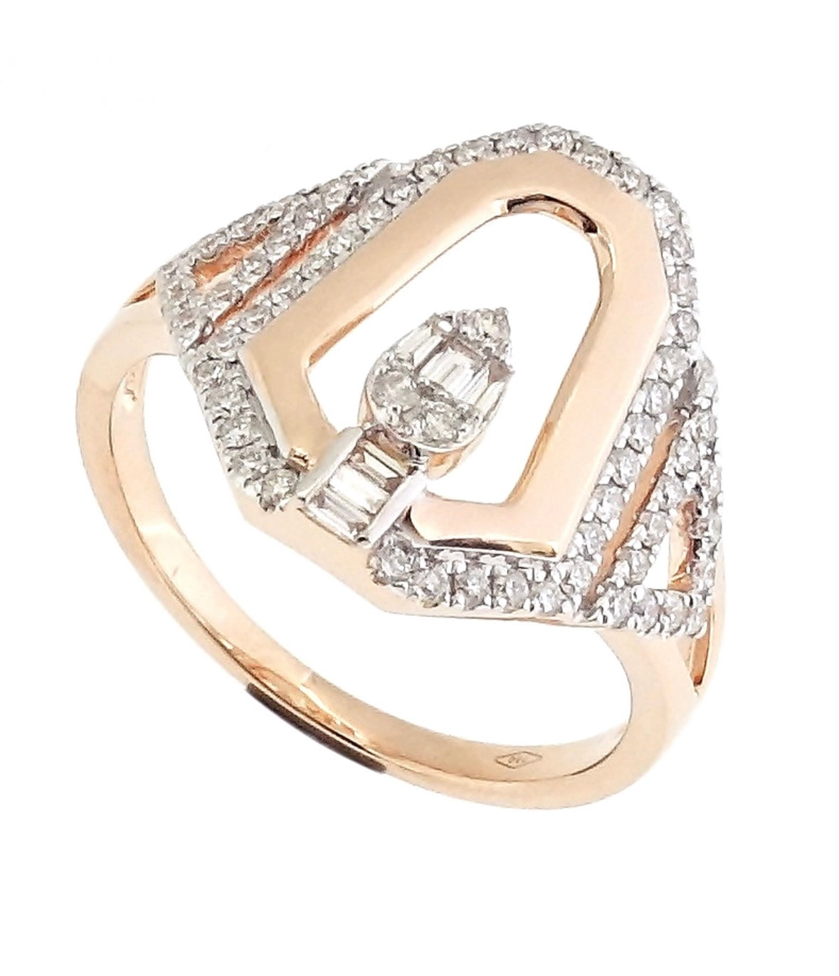 Henna - 18kt Rose Gold Eclectic Snake Head Ring with Diamonds