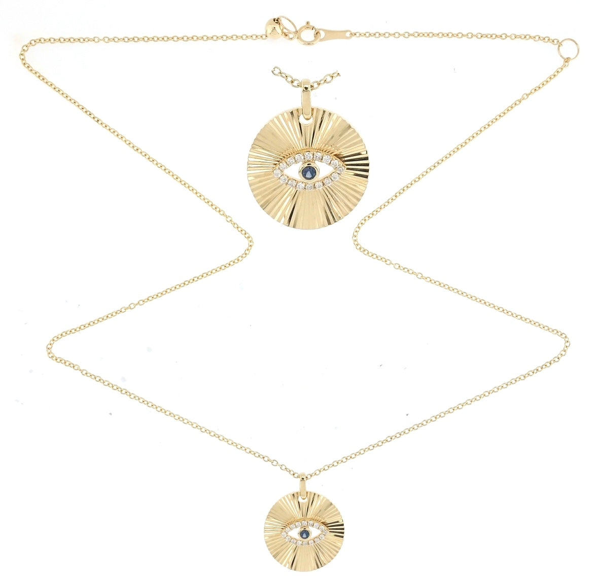 Armour - 18kt Yellow Gold Fluted Evil Eye with Diamonds