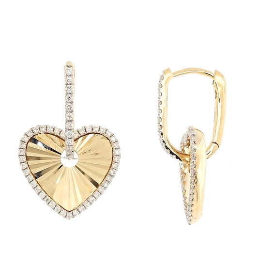 Amore - 18kt Yellow Gold and Diamond Medallion Heart Earrings
