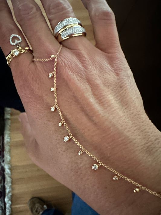 Henna- 18kt Rose Gold Diamond Droplet Ring Bracelet