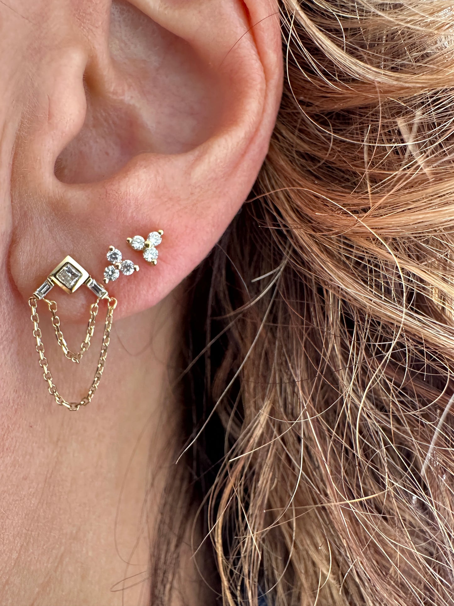 Stella V - 18kt Yellow Gold Diamond Chain Earring