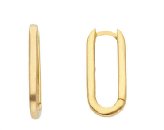 Zahava - Yellow Gold Rectangular Hoop Earrings