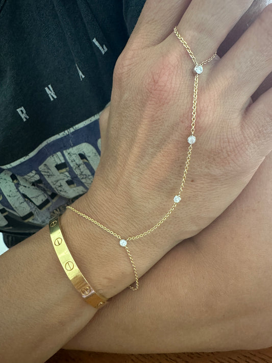 La Lune - 18kt Yellow Gold Diamond Chain Ring Bracelet