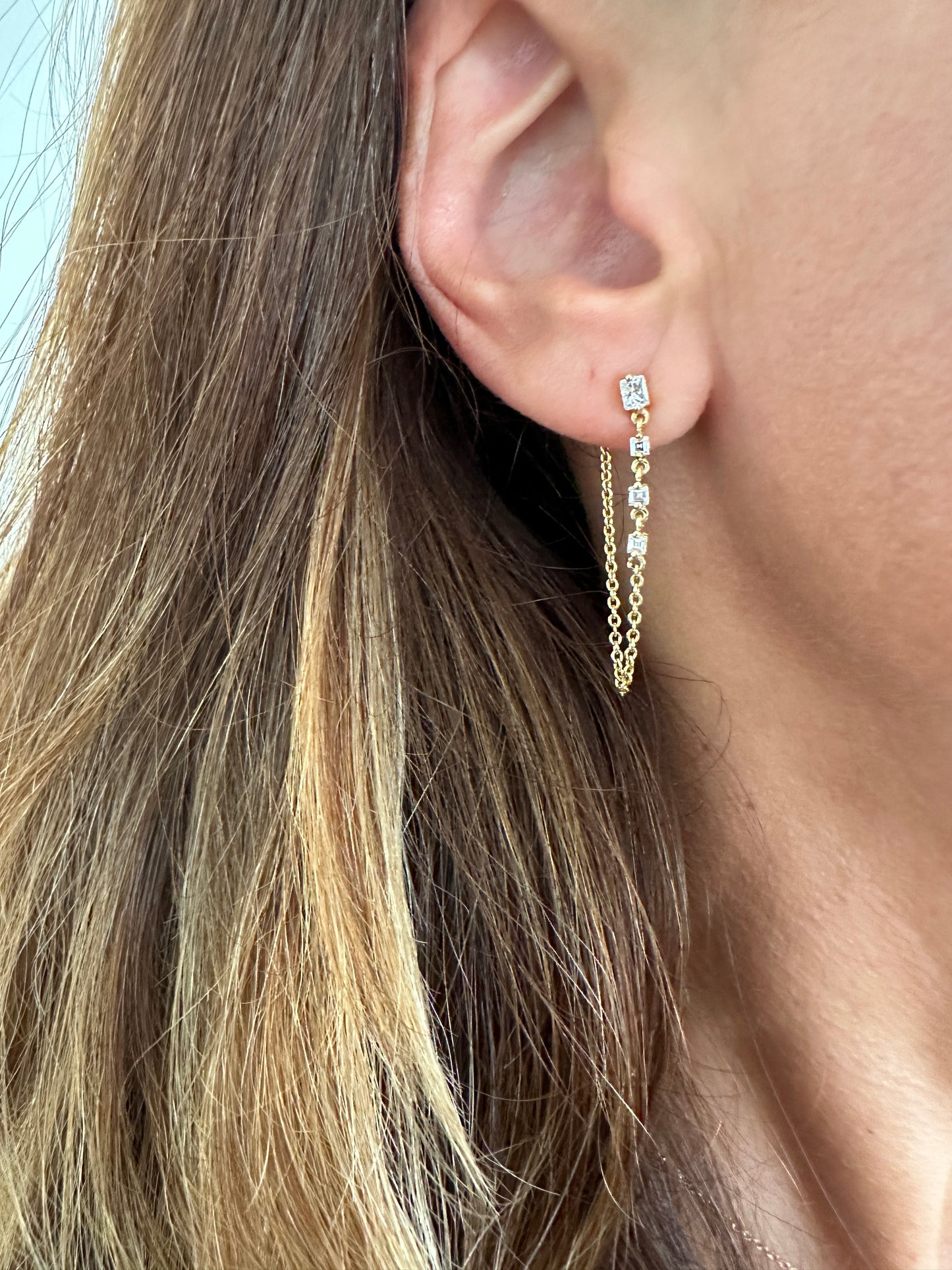 Catena - 18kt Yellow Gold Chain Diamond Drop Earrings