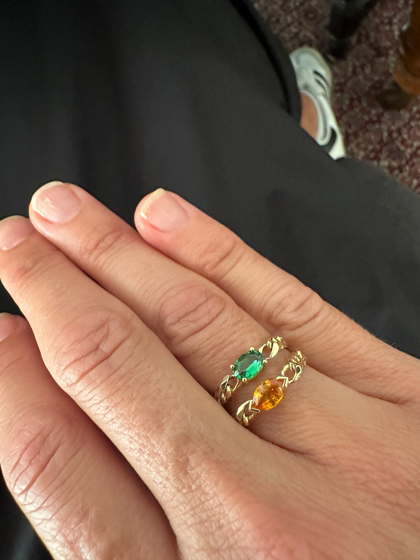 La Lune - 18kt Yellow Gold Mandarin Garnet Chain Ring