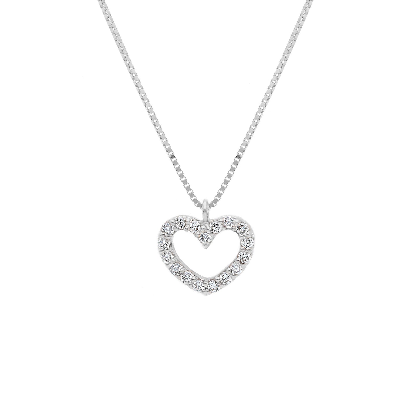 One Heart - 18kt White Gold Petit Diamond Heart Necklace