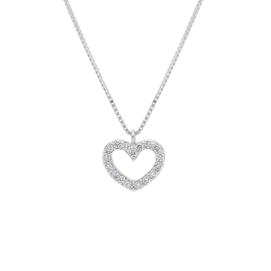One Heart - 18kt White Gold Petit Diamond Heart Necklace