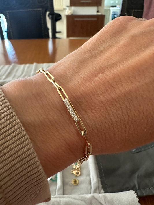 Miami - 18kt Yellow Bracelet with Pave Link