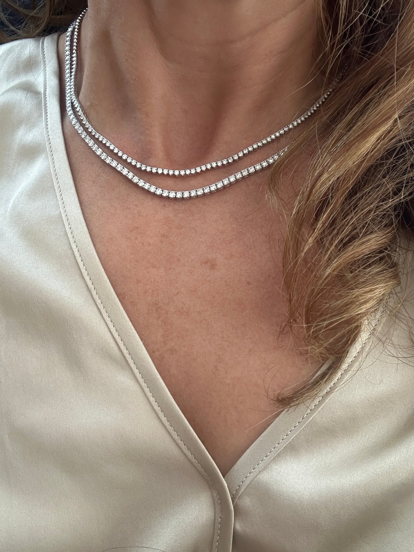 FOREVER - 18kt White Gold Natural Diamond Tennis Necklace