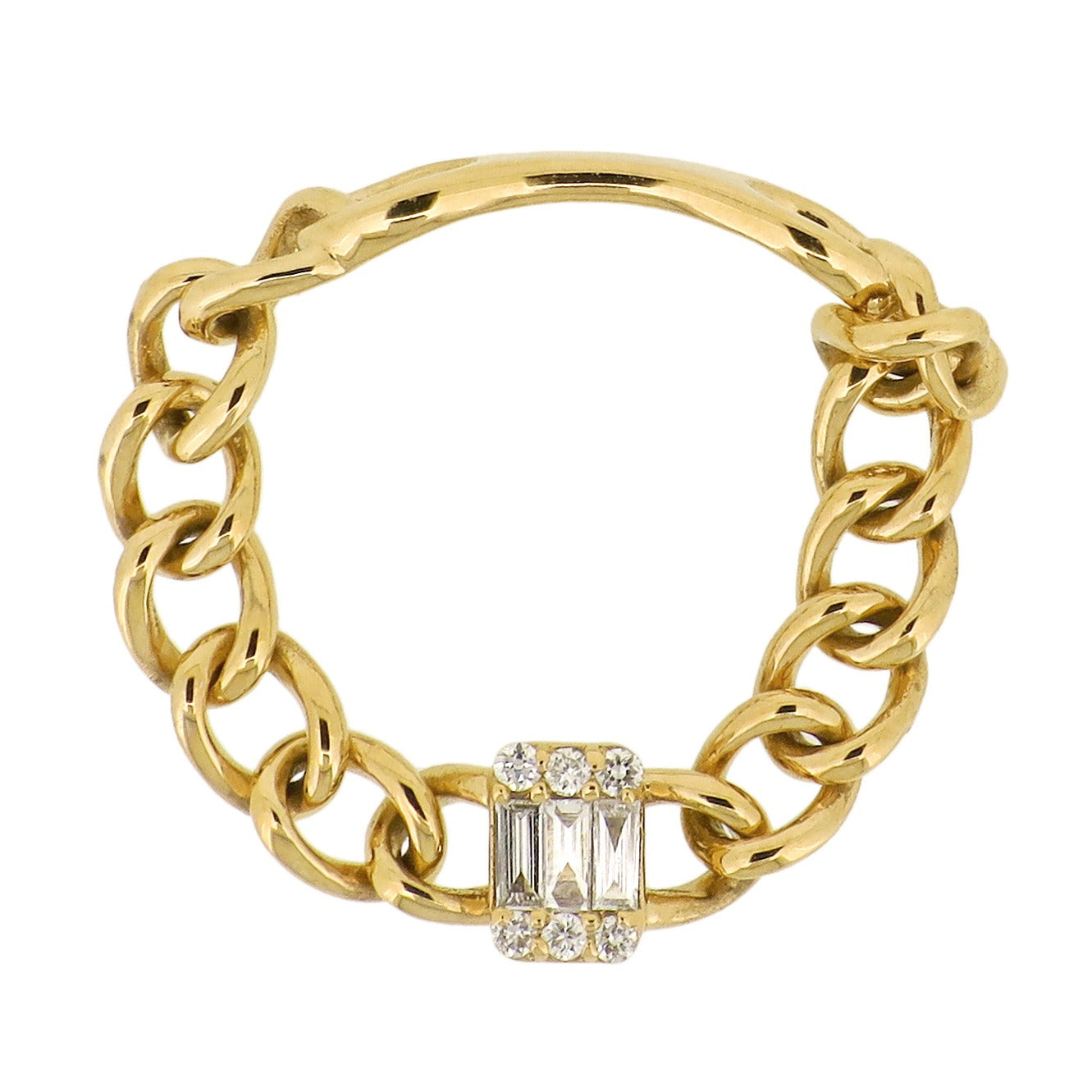 La Lune - 18kt Yellow Gold Diamond Chain Ring