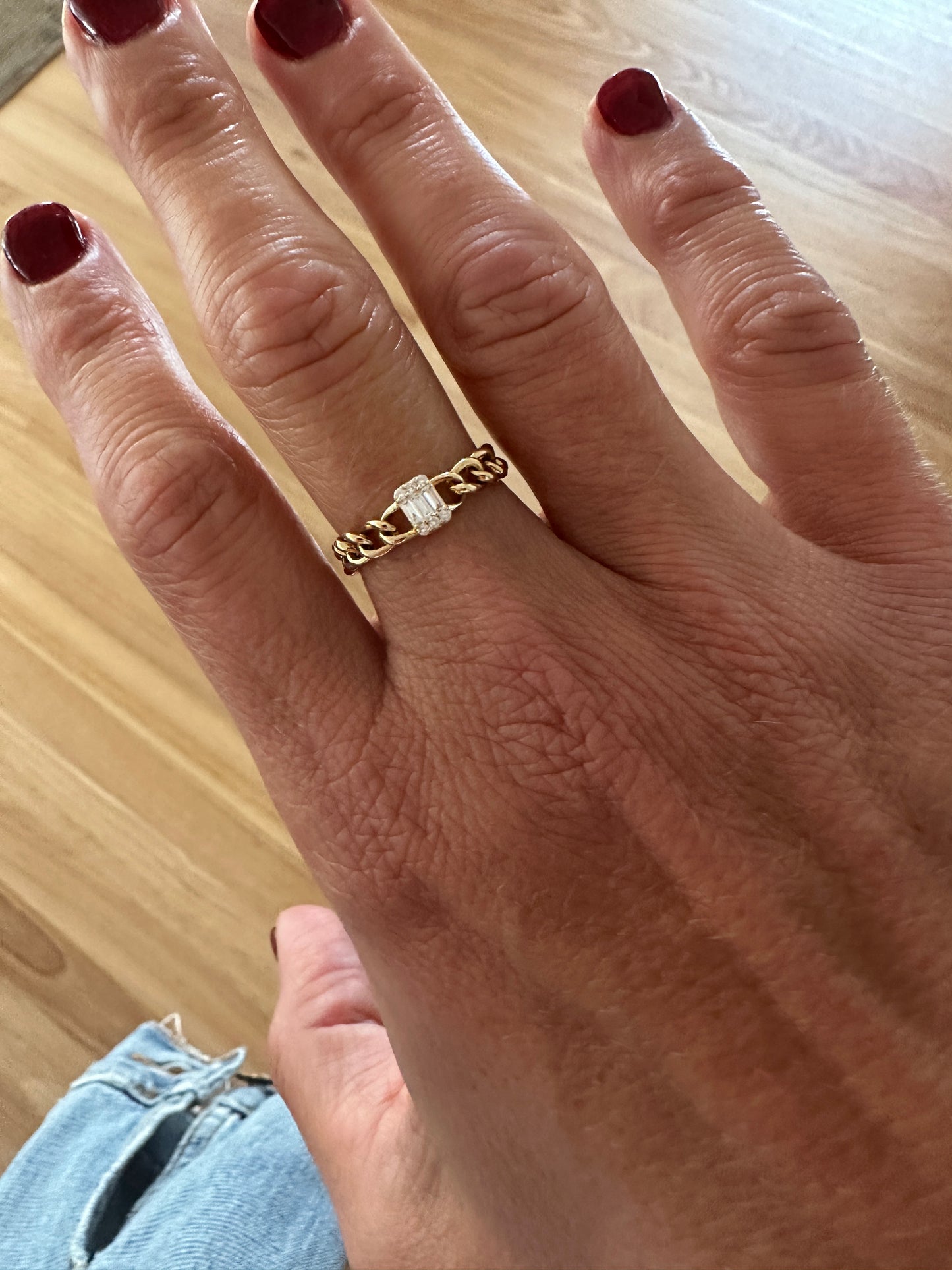 La Lune - 18kt Yellow Gold Diamond Chain Ring