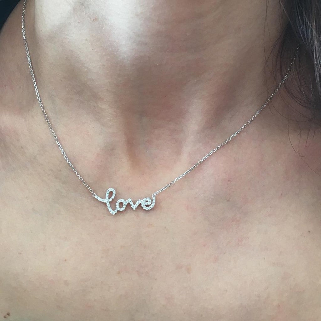 Amore - 18ct White Gold Diamond LOVE Necklace