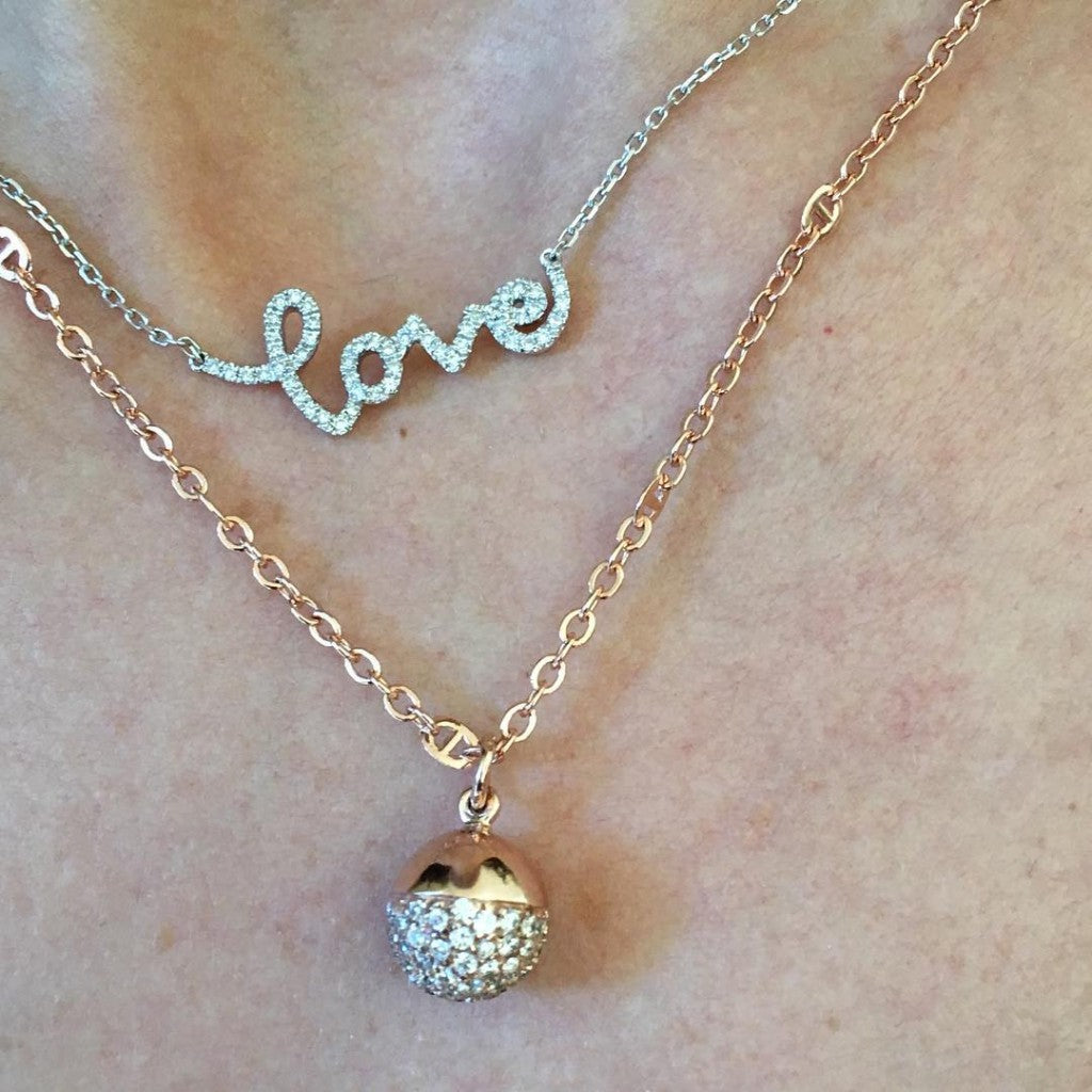 Amore - 18ct Rose Gold Diamond LOVE Necklace