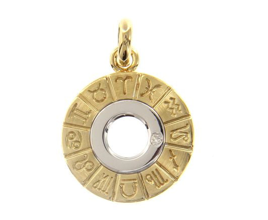 Zodiac Disc in Yellow and White Gold with Diamond