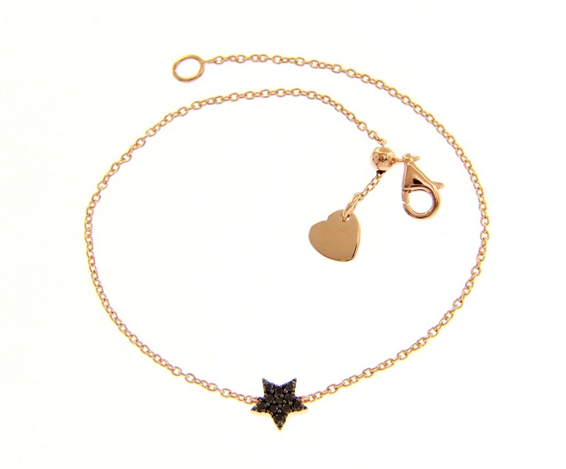 Star Bracelet in Rose Gold with Black Diamonds