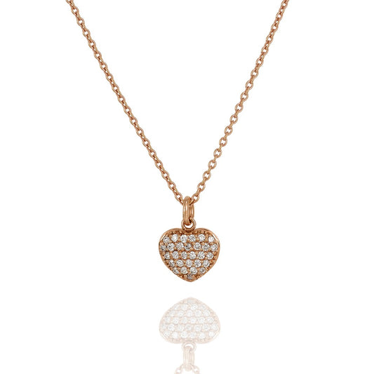 Positano Pave Diamond Heart Pendant in 18ct Rose Gold