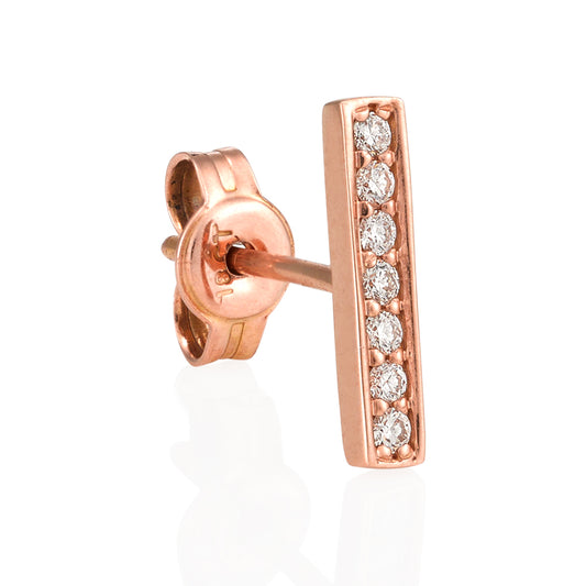 Maxi Bar Earrings - in 18kt Rose Gold with Diamonds