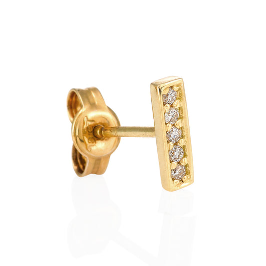 Midi Bar Earrings - in 18kt Yellow Gold with Diamonds