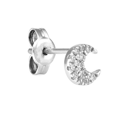 18kt White Gold Moon Crescent with Diamonds
