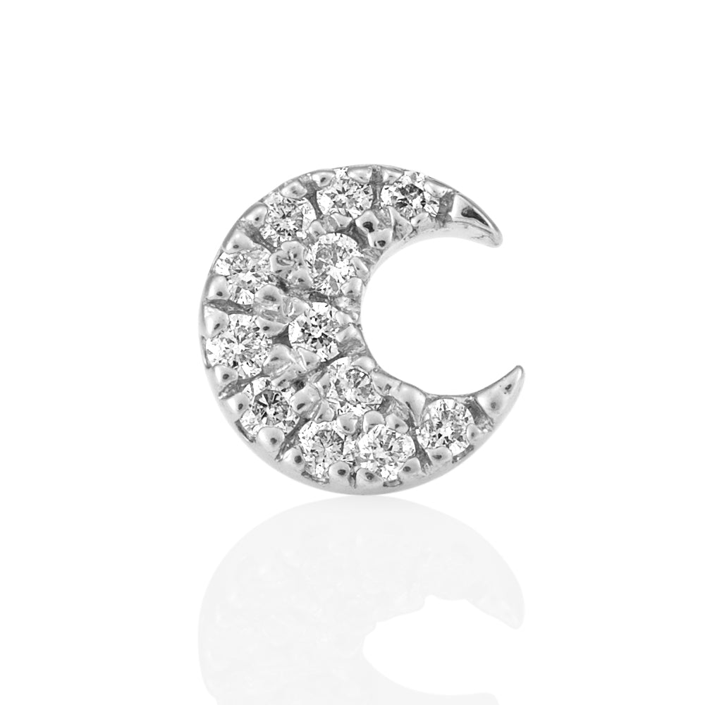 18kt White Gold Moon Crescent with Diamonds