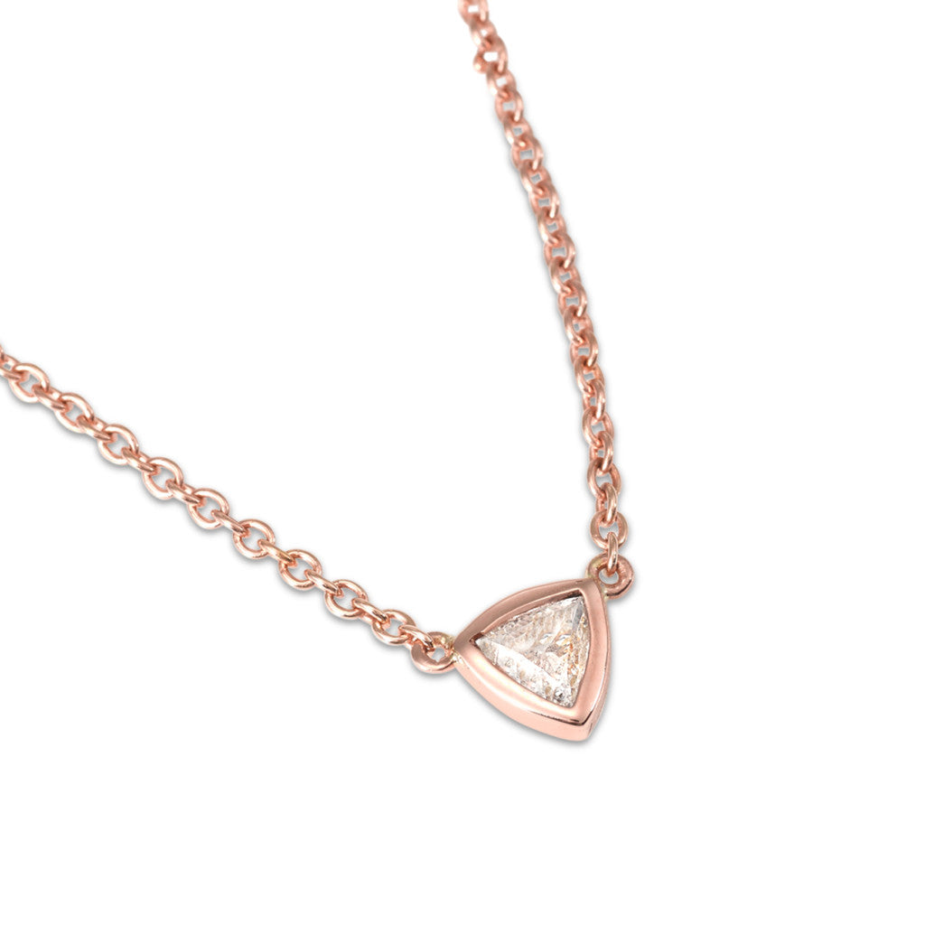 18kt Rose Gold Diamond Trillion Necklace