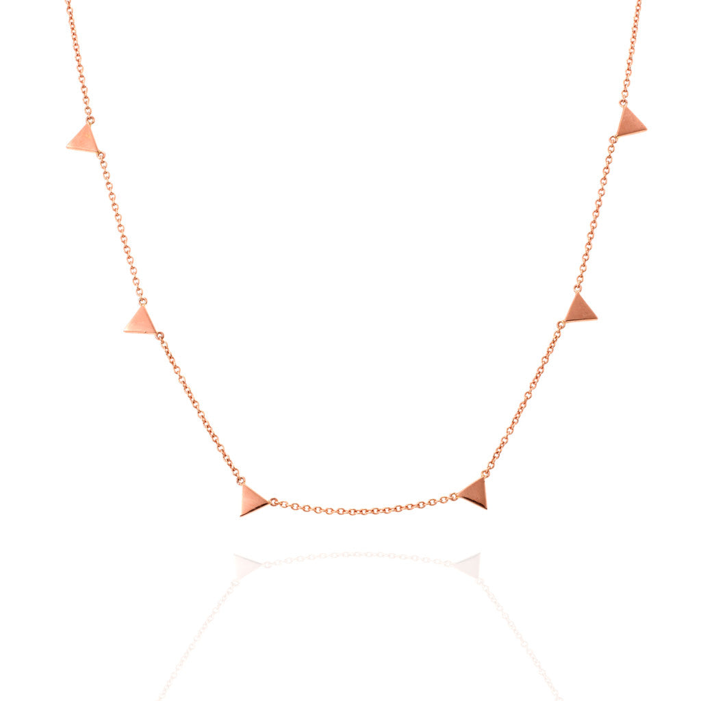 18kt Rose Gold Necklace with Six Gold Triangles