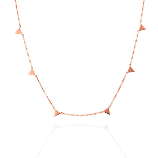 18kt Rose Gold Necklace with Six Gold Triangles