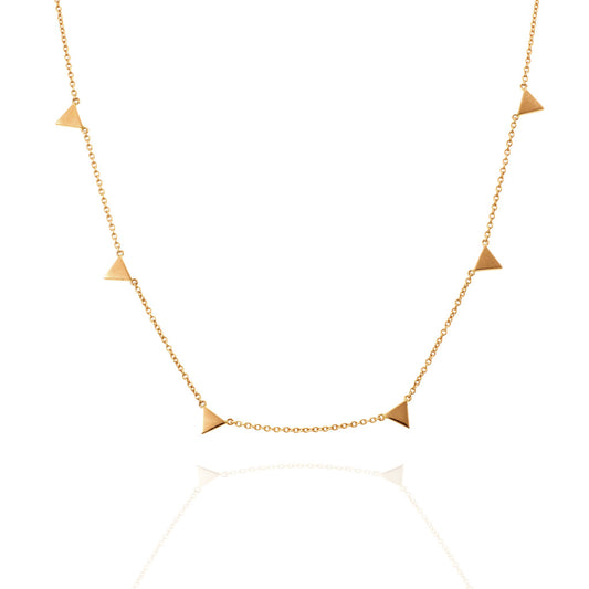 18kt Yellow Gold Necklace with Six Gold Triangles
