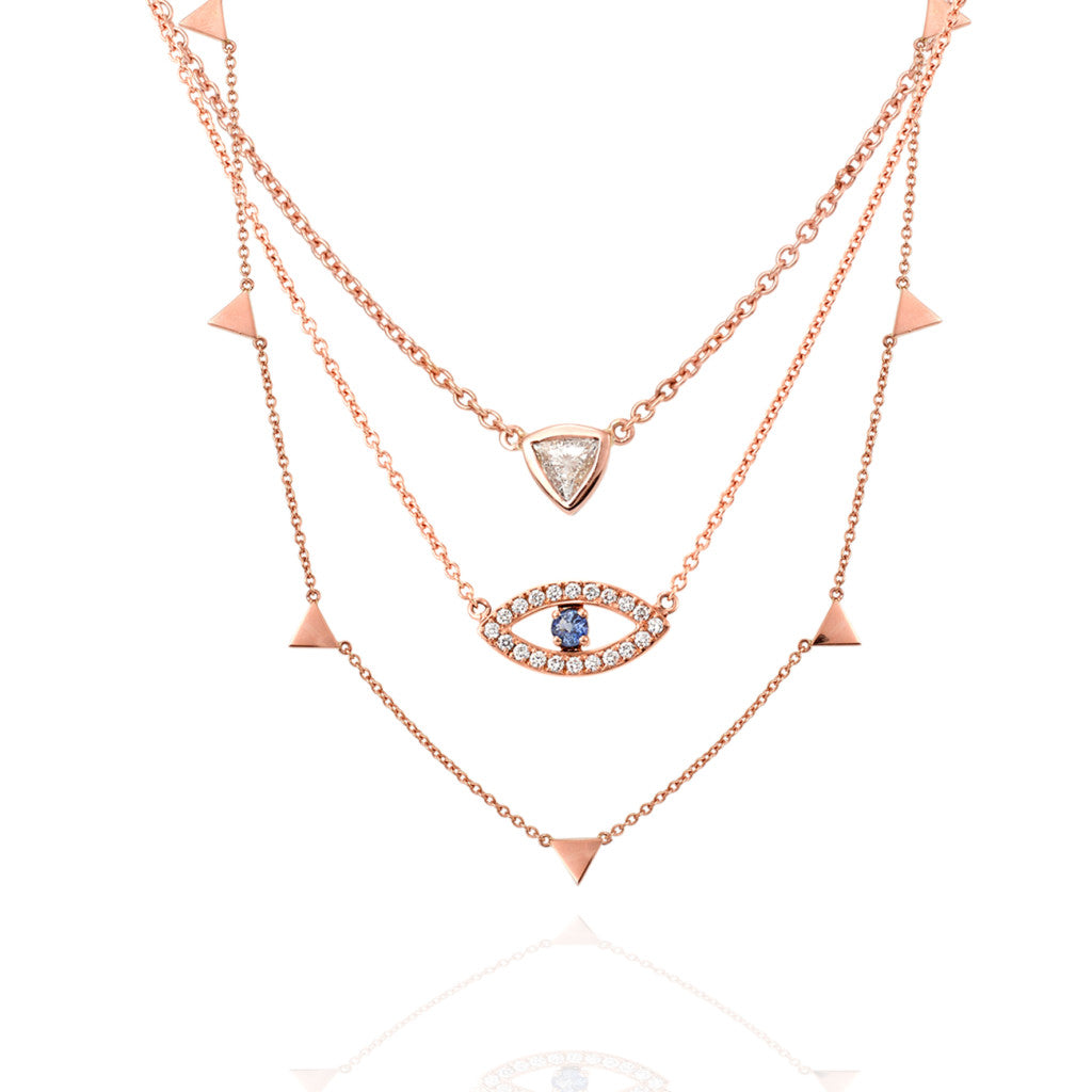 18kt Rose Gold Necklace with Six Gold Triangles