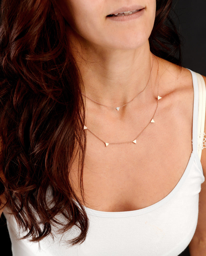 18kt Rose Gold Necklace with Six Gold Triangles