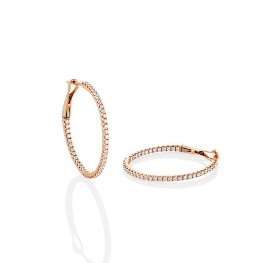 Trevi Midi - 18ct Rose Gold Hoops with Diamonds In and Out