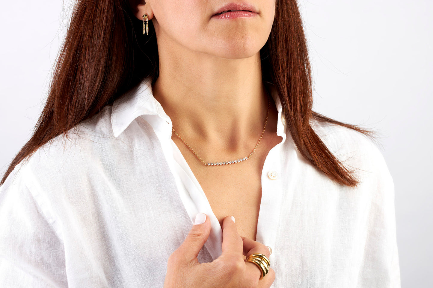 Angel Diamond Arc - 18kt Yellow Gold Diamond Necklace