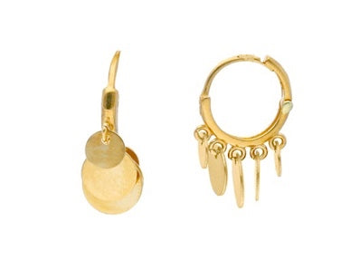Canzone - 18kt Yellow Gold Hoop Earrings with Round Drop Discs
