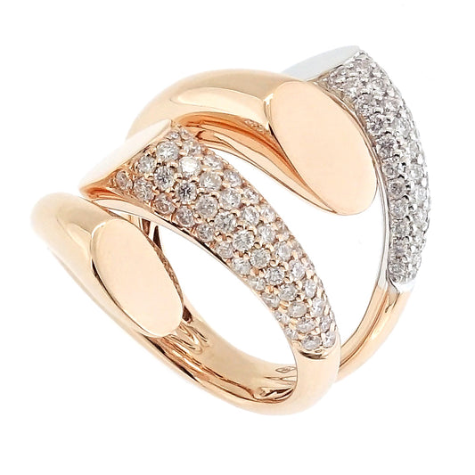 Embrace - Double Diamond Wrap Around White and Rose Gold Ring