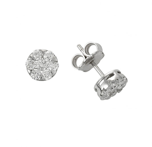 Trevi - Illusion Set White Gold Diamond Stud Earrings