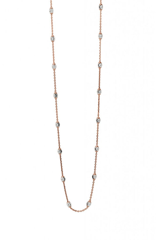 Amalfi - 18ct Rose Gold Necklace with White Gold Faceted Balls