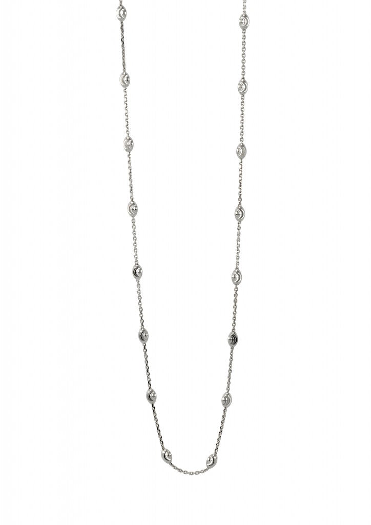 Amalfi - 18ct White Gold Necklace with White Gold Faceted Balls