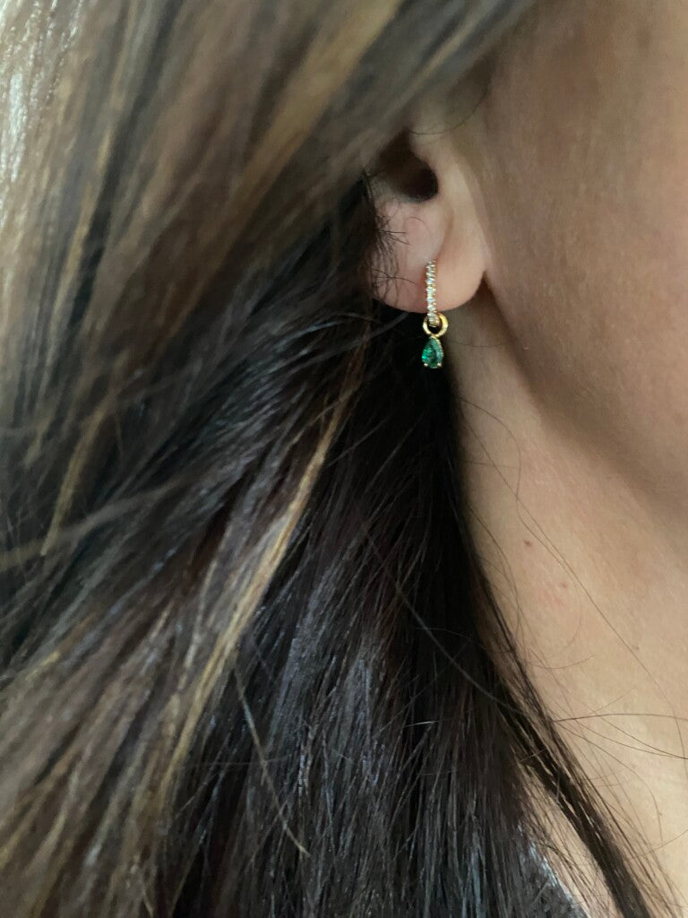 Green Goddess - 18kt Yellow Gold Emerald Pear Shape Drops