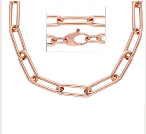 Lynx Oval - 18kt Rose Gold Paper Clip Necklace