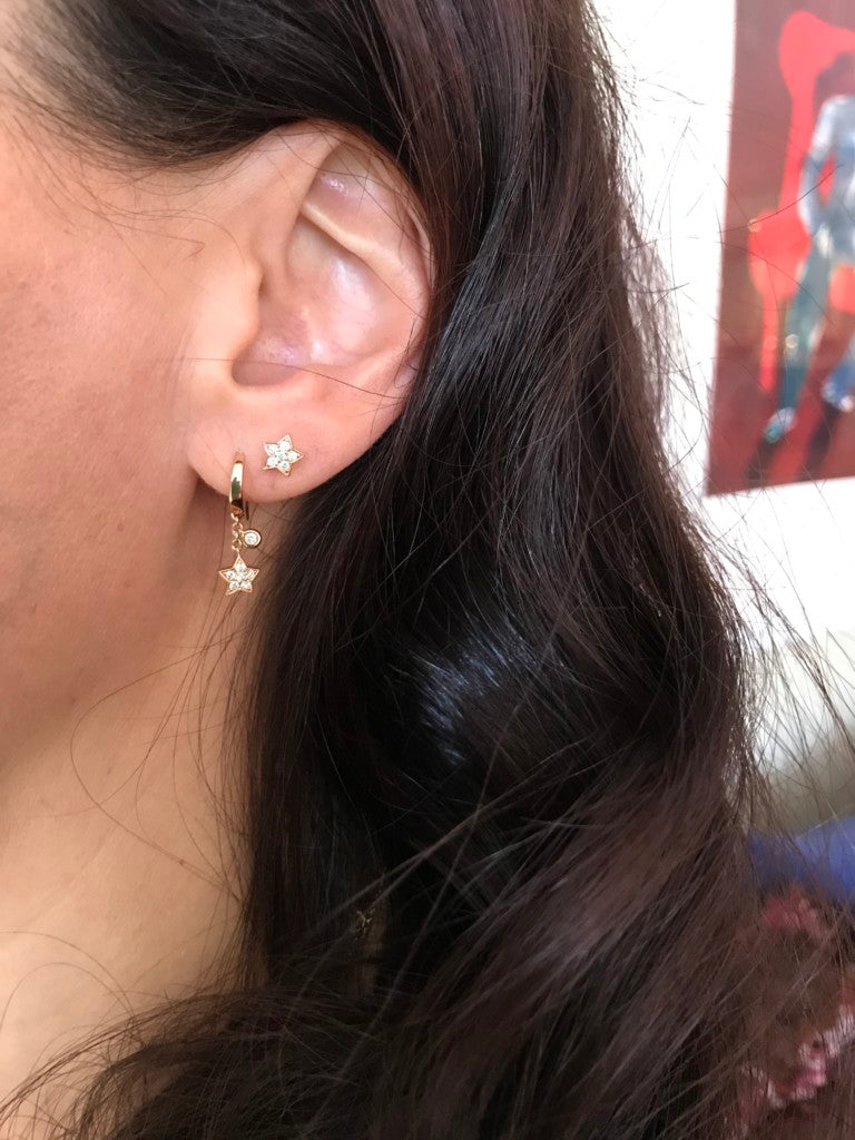 Match Me If You Can White Gold Star Earrings