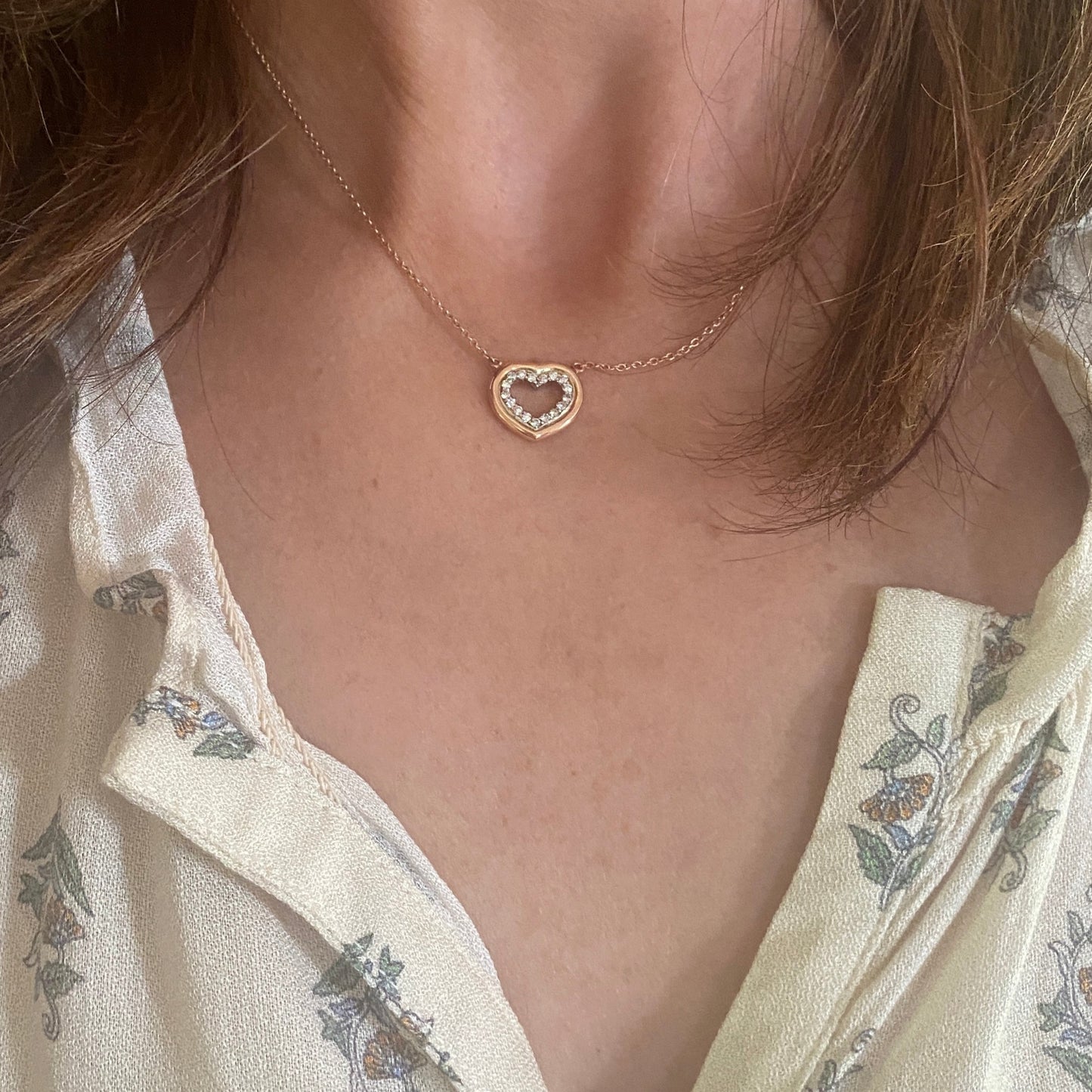 Hearts on Fire - 18kt Diamond and Rose Gold Heart Necklace